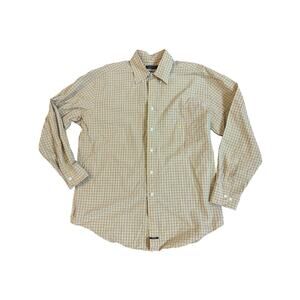 Nautica Mens XL Yellow and Gray Plaid Long Sleeve Dress Shirt EUC 100% Cotton